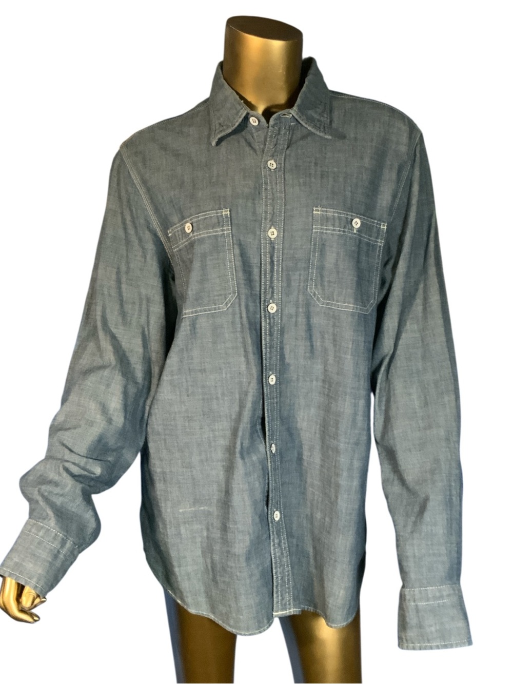Express Lightweight Champray Denim Long-Sleeve Button-Down Shirt